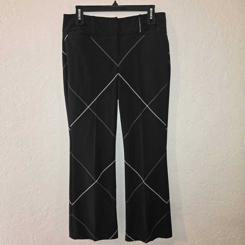 New York & Co 7th Avenue Bootcut Super Stretch Size 4 Womens Pants Black Stripe